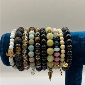 Beaded Elegant Multi-Color Beaded Stretch Bracelet Set of 10